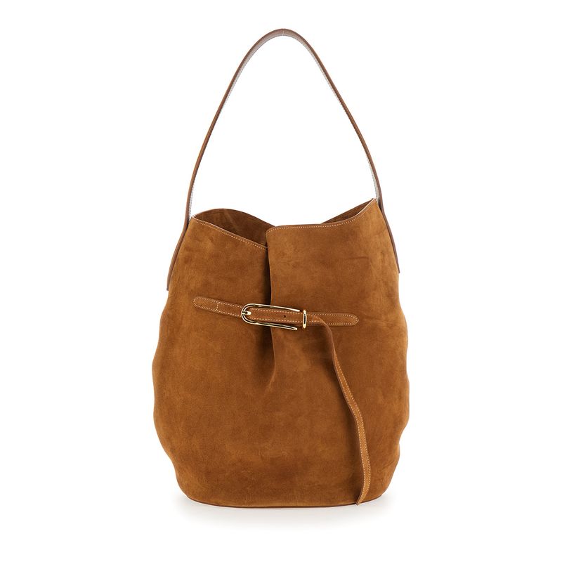 Liffner Women Belted Bucket Bag Large Cow Suede